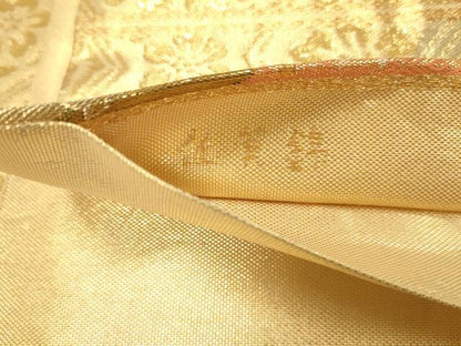 平和屋着物◎佐賀錦　六通柄袋帯　道長文　金糸　正絹　逸品　DAAX0604jm