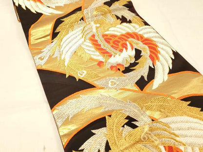 平和屋着物◎六通柄袋帯　唐織　鳳凰文　金銀糸　正絹　逸品　DAAX0631jm