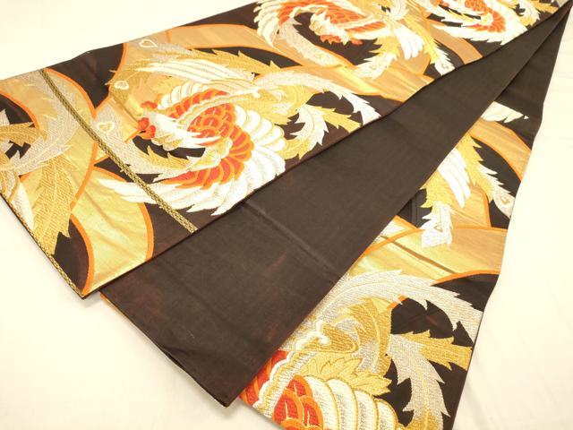 平和屋着物◎六通柄袋帯　唐織　鳳凰文　金銀糸　正絹　逸品　DAAX0631jm