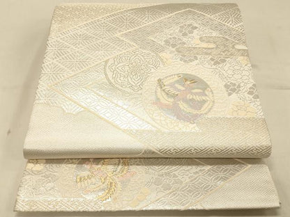 平和屋着物◎六通柄袋帯　唐織　松皮菱鳳凰花文　金銀糸　正絹　逸品　DAAX0638jm