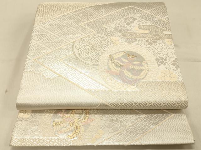 平和屋着物◎六通柄袋帯　唐織　松皮菱鳳凰花文　金銀糸　正絹　逸品　DAAX0638jm
