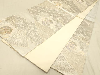 平和屋着物◎六通柄袋帯　唐織　松皮菱鳳凰花文　金銀糸　正絹　逸品　DAAX0638jm