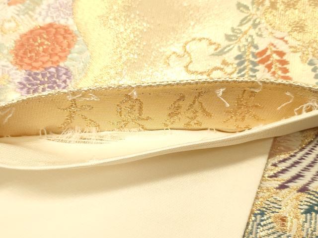 平和屋着物◎六通柄袋帯　唐織　大奥絵巻　流水花鳥文　金糸　正絹　逸品　DAAX0642jm