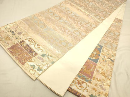 平和屋着物◎六通柄袋帯　唐織　花鳥文　金糸　正絹　逸品　DAAX0645jm