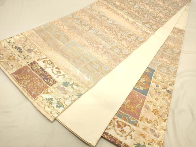 平和屋着物◎六通柄袋帯　唐織　花鳥文　金糸　正絹　逸品　DAAX0645jm