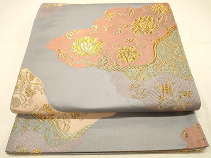 平和屋着物◎六通柄袋帯　王朝道長文　金糸　正絹　逸品　DAAX0646jm