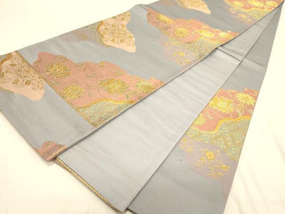 平和屋着物◎六通柄袋帯　王朝道長文　金糸　正絹　逸品　DAAX0646jm