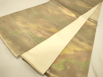 平和屋着物◎六通柄袋帯　道長文　金糸　正絹　逸品　DAAX0654jm