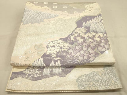平和屋着物◎六通柄袋帯　唐織　洛北春秋抄　銀糸　正絹　逸品　DAAX0667jm