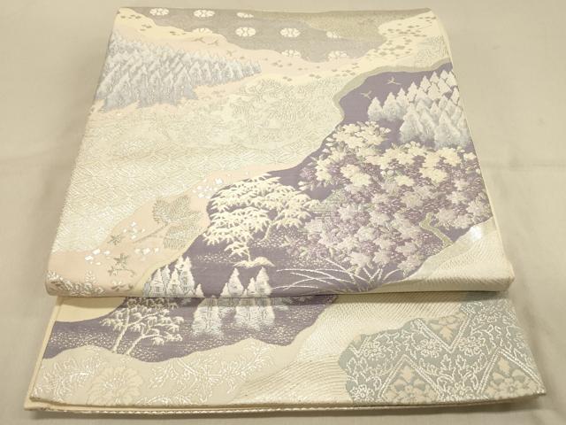平和屋着物◎六通柄袋帯　唐織　洛北春秋抄　銀糸　正絹　逸品　DAAX0667jm