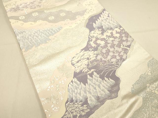 平和屋着物◎六通柄袋帯　唐織　洛北春秋抄　銀糸　正絹　逸品　DAAX0667jm