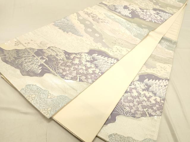 平和屋着物◎六通柄袋帯　唐織　洛北春秋抄　銀糸　正絹　逸品　DAAX0667jm