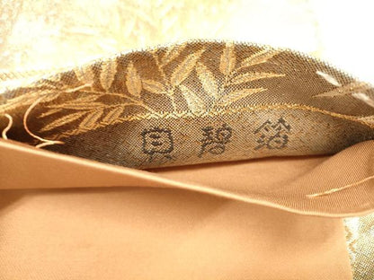 平和屋着物◎六通柄袋帯 雪輪麗花文 貝碧箔 正絹 逸品 DAAX0670jm