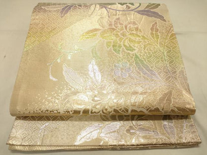 平和屋着物◎佐賀錦 六通柄袋帯 吉祥更紗花文 金糸 正絹 逸品 DAAX0674jm