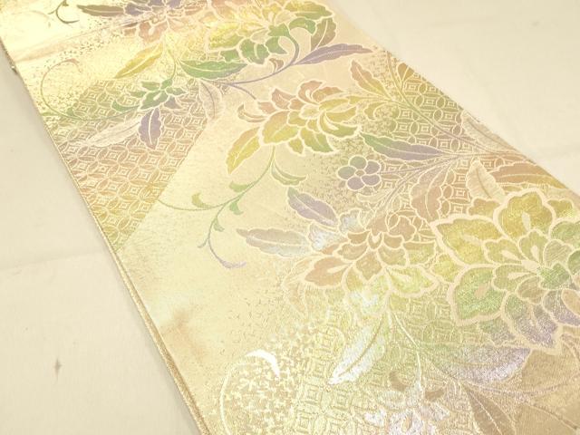 平和屋着物◎佐賀錦 六通柄袋帯 吉祥更紗花文 金糸 正絹 逸品 DAAX0674jm