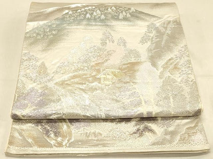 平和屋着物◎六通柄袋帯 清滝の四季 二重箔錦 金銀糸 正絹 逸品 DAAX0676jm