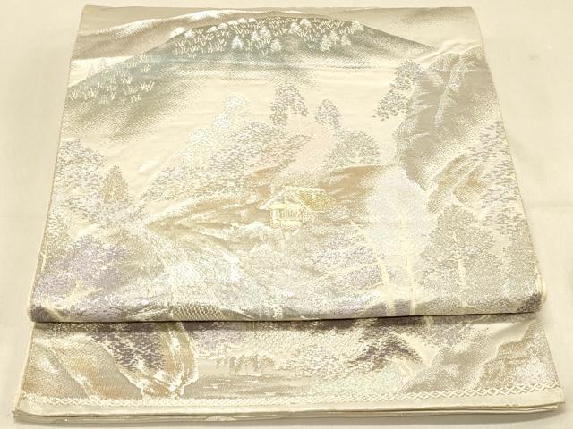 平和屋着物◎六通柄袋帯 清滝の四季 二重箔錦 金銀糸 正絹 逸品 DAAX0676jm