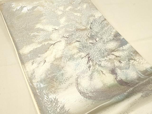 平和屋着物◎六通柄袋帯 嵯峨野路 風景文 銀糸 正絹 逸品 DAAX0690jm
