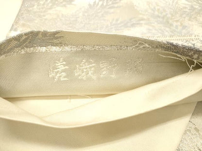 平和屋着物◎六通柄袋帯 嵯峨野路 風景文 銀糸 正絹 逸品 DAAX0690jm