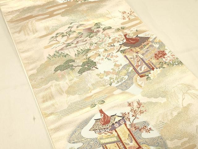 平和屋着物◎六通柄袋帯　唐織　九百錦　鉾歌仙文　金糸　正絹　逸品　DAAX0691jm