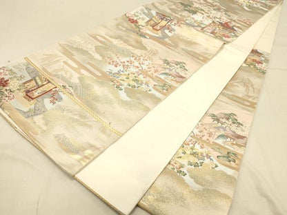 平和屋着物◎六通柄袋帯　唐織　九百錦　鉾歌仙文　金糸　正絹　逸品　DAAX0691jm