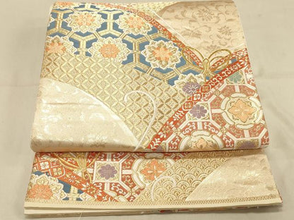 平和屋着物◎六通柄袋帯　唐織　九百錦　蜀江花文　金糸　正絹　逸品　DAAX0704jm