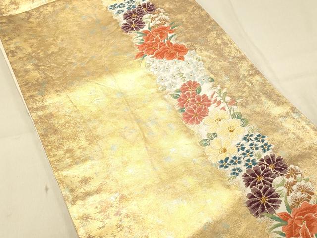 平和屋着物◎六通柄袋帯 唐織 花間道 霞文 金糸 引箔 正絹 逸品 DAAX0705jm