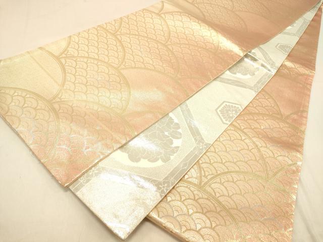 平和屋着物◎佐賀錦　両面　全通柄袋帯　青海波　金銀糸　正絹　逸品　DAAX0716jm