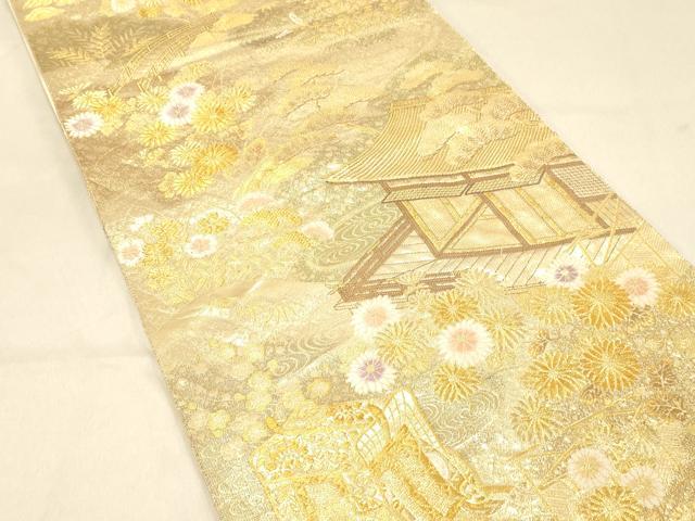 平和屋着物◎六通柄袋帯　御殿蒔絵　金糸　正絹　逸品　DAAX0723jm