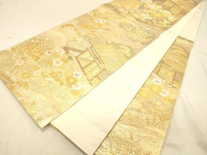 平和屋着物◎六通柄袋帯　御殿蒔絵　金糸　正絹　逸品　DAAX0723jm