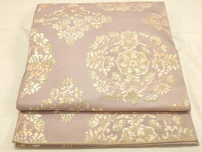 平和屋着物◎六通柄　本袋帯　飾花文　上品錦　金銀糸　正絹　逸品　DAAX0736jm