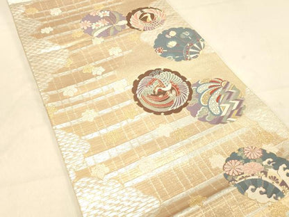 平和屋着物◎六通柄袋帯　唐織　ふたみ屏風絵　金銀糸　正絹　逸品　DAAX0740jm