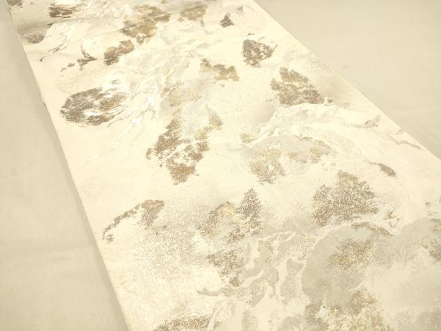 平和屋着物◎六通柄袋帯　はく錦　松文　銀糸　引箔　正絹　逸品　DAAX0741jm