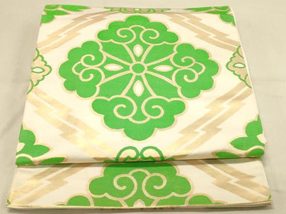 平和屋着物◎六通柄袋帯　松皮菱花文　金糸　正絹　逸品　DAAX0742jm