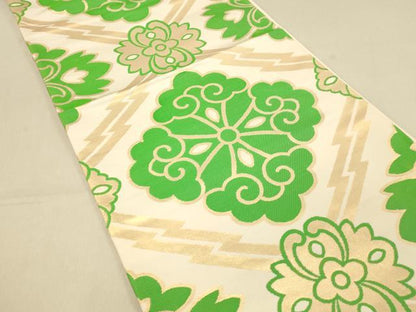 平和屋着物◎六通柄袋帯　松皮菱花文　金糸　正絹　逸品　DAAX0742jm