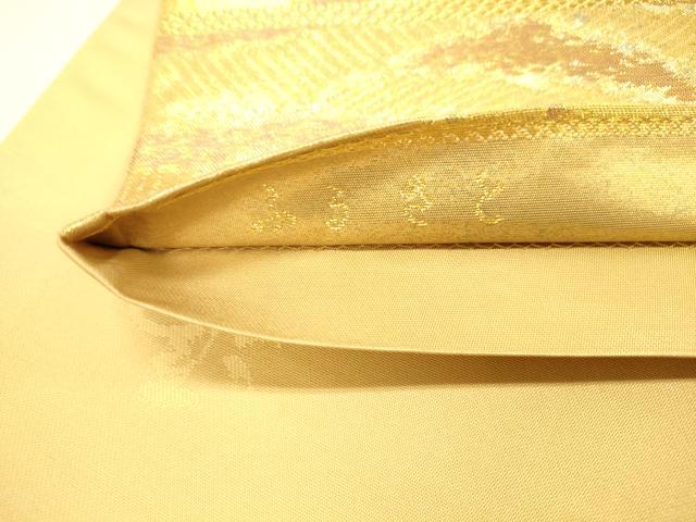 平和屋着物◎六通柄袋帯　ふるさと　流水花文　笹　松　金糸　正絹　逸品　DAAX0744jm
