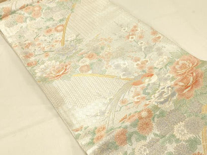 平和屋着物◎宝珠本佐賀錦　六通柄袋帯　九百錦　花鳥文　金銀糸　正絹　逸品　DAAX0749jm