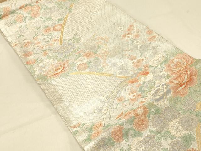 平和屋着物◎宝珠本佐賀錦　六通柄袋帯　九百錦　花鳥文　金銀糸　正絹　逸品　DAAX0749jm