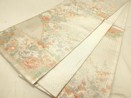 平和屋着物◎宝珠本佐賀錦　六通柄袋帯　九百錦　花鳥文　金銀糸　正絹　逸品　DAAX0749jm