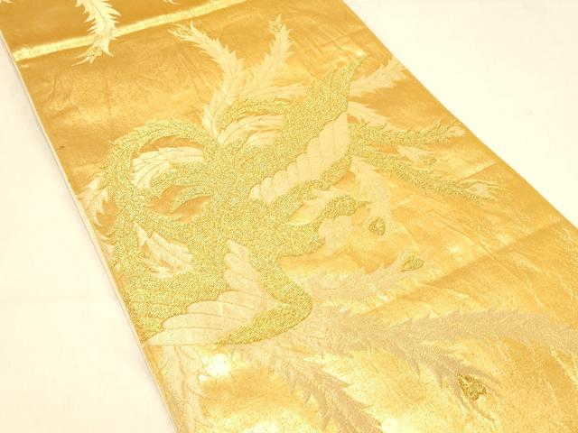 平和屋着物◎六通柄袋帯　鳳凰花文　金糸　正絹　逸品　DAAX0759jm