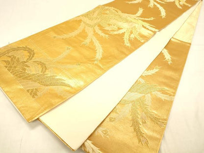 平和屋着物◎六通柄袋帯　鳳凰花文　金糸　正絹　逸品　DAAX0759jm