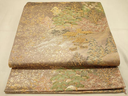 平和屋着物◎六通柄袋帯　都乃夢　風景文　金糸　正絹　逸品　DAAX0770jm