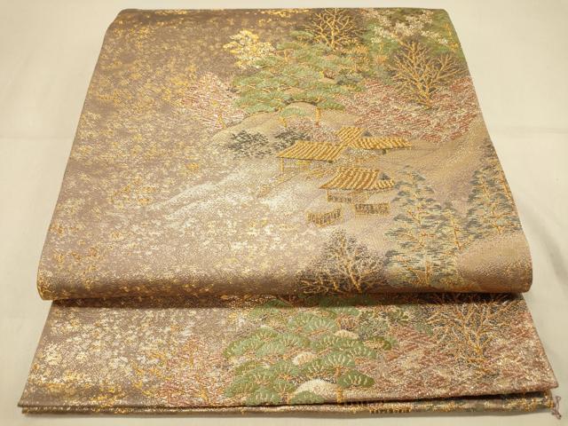 平和屋着物◎六通柄袋帯　都乃夢　風景文　金糸　正絹　逸品　DAAX0770jm