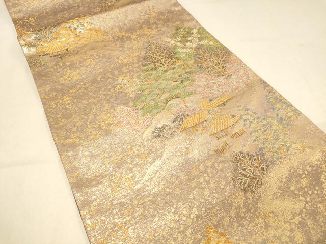 平和屋着物◎六通柄袋帯　都乃夢　風景文　金糸　正絹　逸品　DAAX0770jm