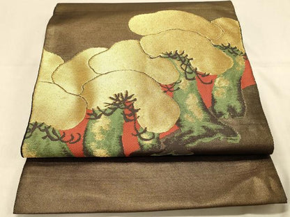平和屋着物◎太鼓柄袋帯　松文　金糸　引箔　正絹　逸品　DAAX0775jm