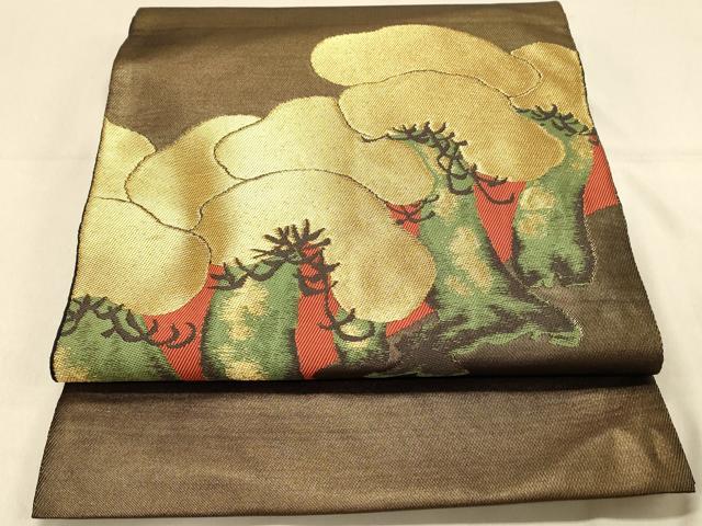 平和屋着物◎太鼓柄袋帯　松文　金糸　引箔　正絹　逸品　DAAX0775jm