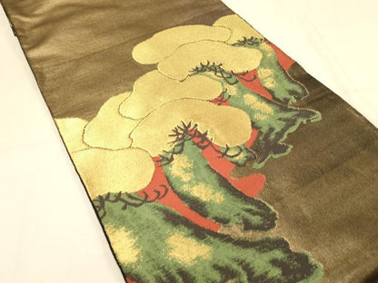 平和屋着物◎太鼓柄袋帯　松文　金糸　引箔　正絹　逸品　DAAX0775jm