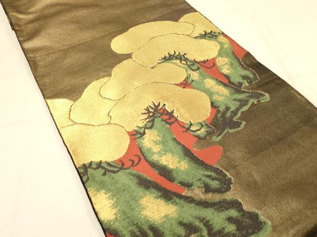 平和屋着物◎太鼓柄袋帯　松文　金糸　引箔　正絹　逸品　DAAX0775jm