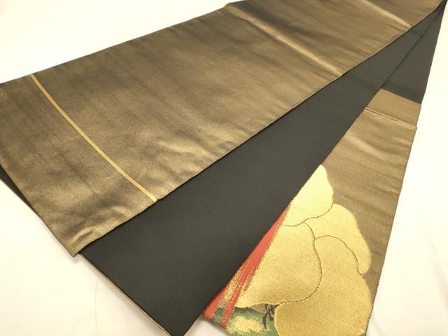 平和屋着物◎太鼓柄袋帯　松文　金糸　引箔　正絹　逸品　DAAX0775jm