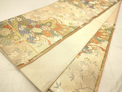平和屋着物◎佐賀錦　六通柄袋帯　花鼓文　金糸　正絹　逸品　DAAX0792jm